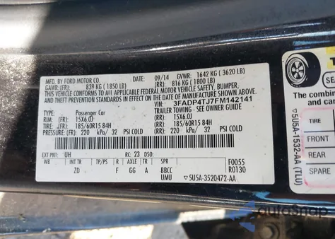 2015 Ford Fiesta S from USA, damaged, VIN 3FADP4TJ7FM142141